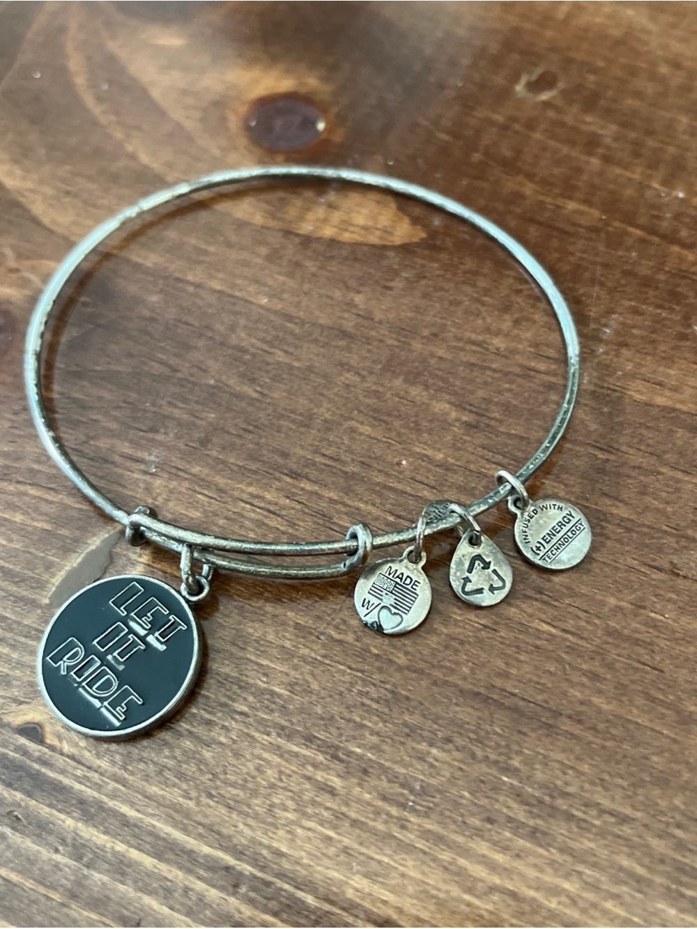 Alex and Ani Silver Tone 'Let It Ride' Stackable Charm Bracelet